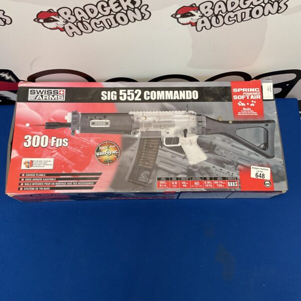Swiss Arms SIG 552 Commando airsoft gun in original box.