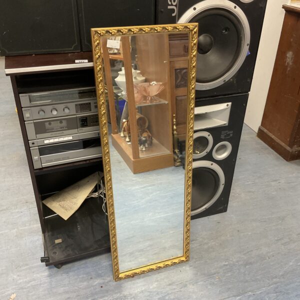 Gilt framed French style bedroom mirror, 100cm x 35cm.