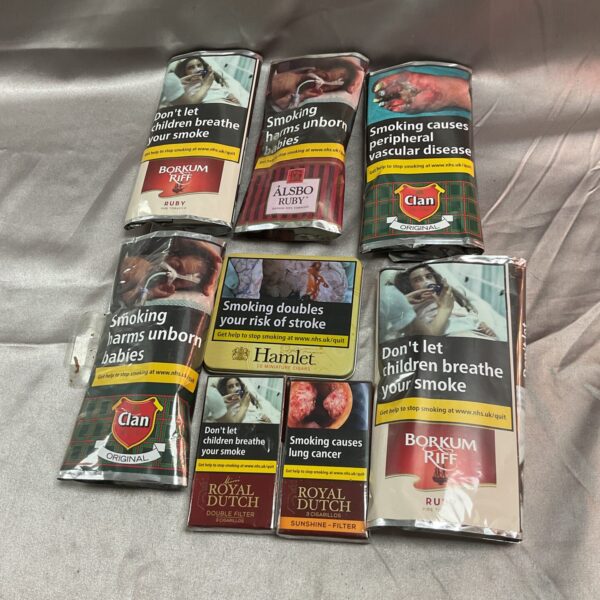 Vintage tobacco and cigarillos packaging lot for collectors.