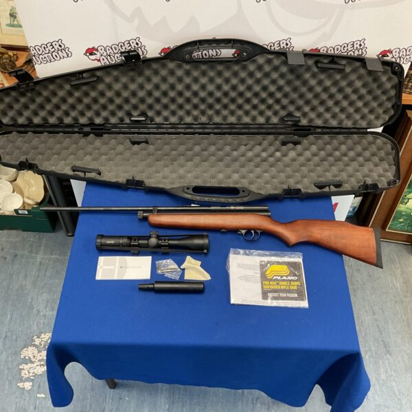 Front view of CO2 air rifle in a protective case.