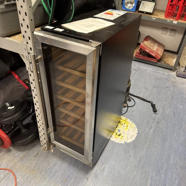 Stainless steel wine chiller for under counter installation.