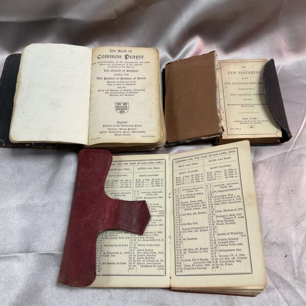 Antique 1828 Bible and Almanac with leather cover.