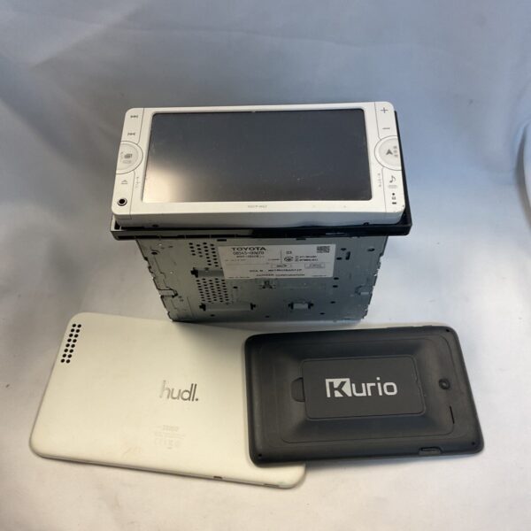 Toyota Pioneer car navigation head unit with tablets.