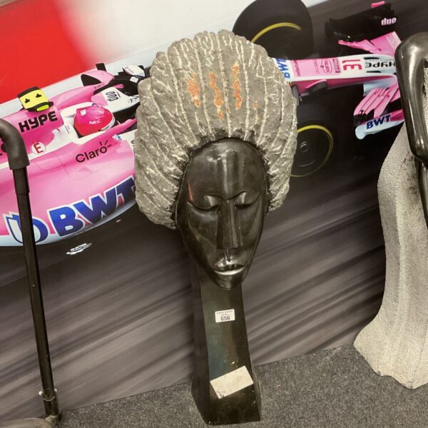 Large Zimbabwe shana stone bust of a tribal lady