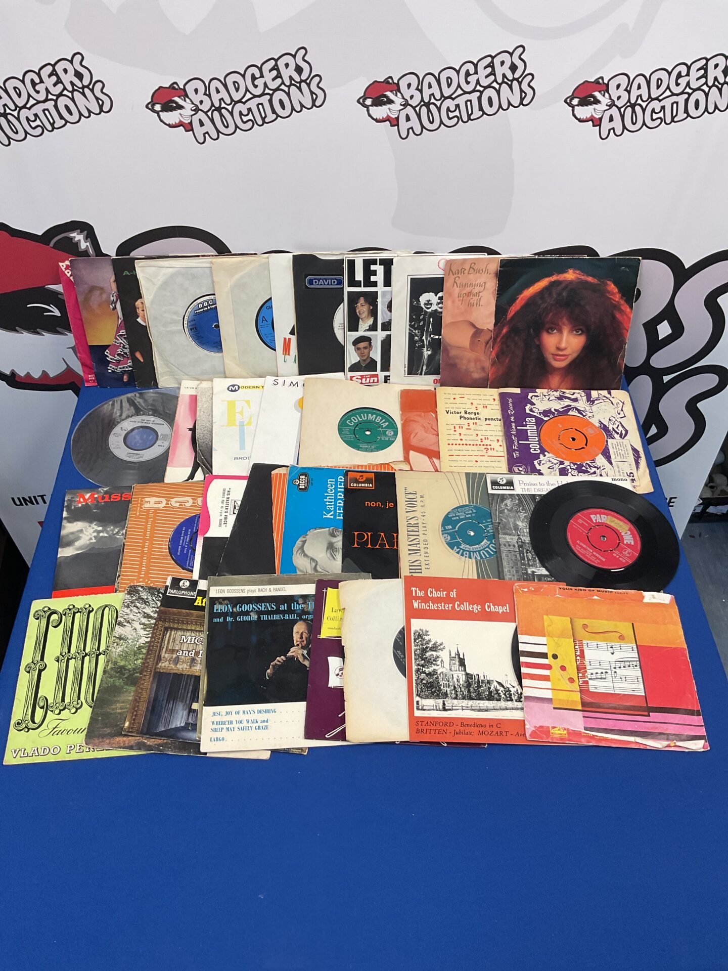 254 Selection of 7” single vinyl records inc kate bush