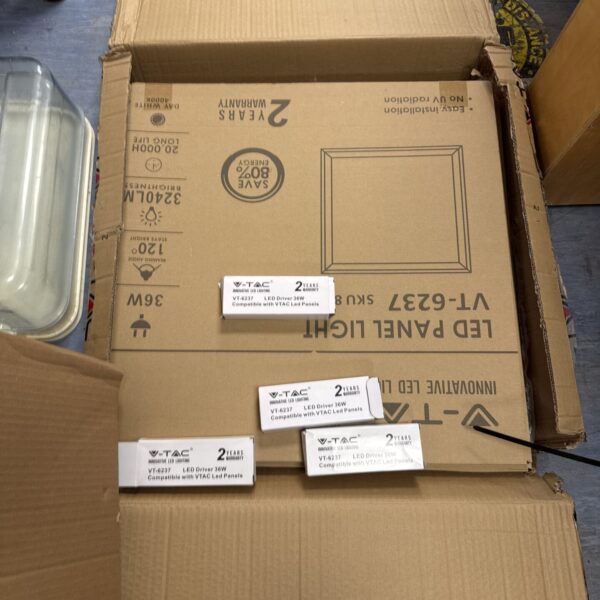 V-Tac panel lights with 36W driver in unused condition.