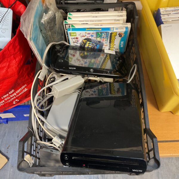 Nintendo Wii U console bundle with GamePad and accessories.