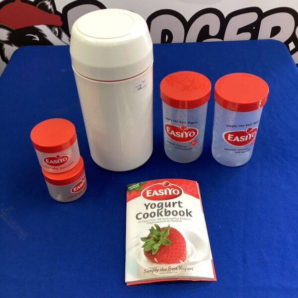 Easiyo yogurt maker with empty containers for homemade yogurt.