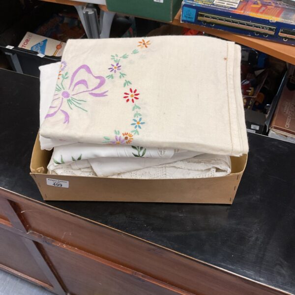 Vintage Irish linen pieces with delicate embroidered detailing.