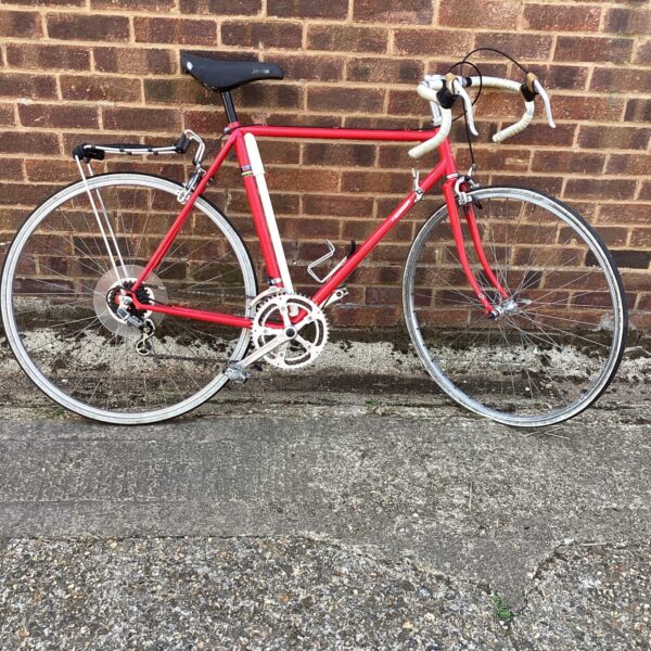 Vintage Schauff racing bicycle in red, a classic road bike.