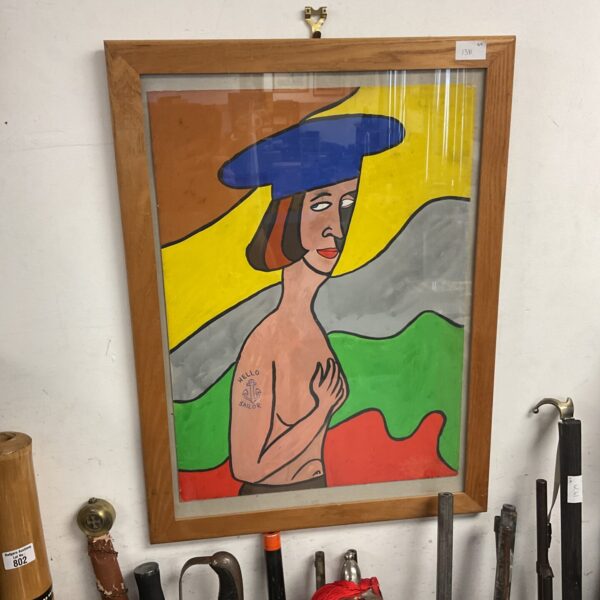 Signed 20th-century watercolour portrait of a girl named ‘Butch’.