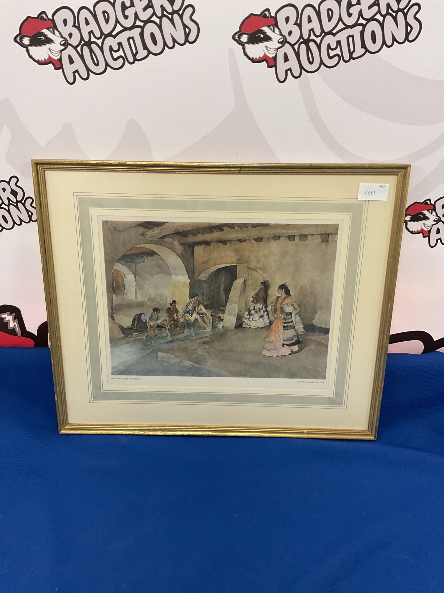 697 sir william russell flint tomantic print titled the unwelcome intruders