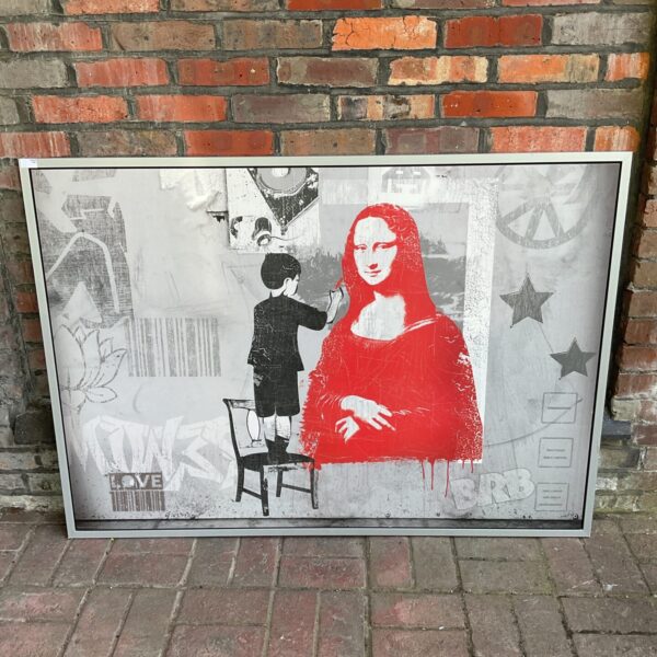 Large pop art print of the Mona Lisa for modern home decor.