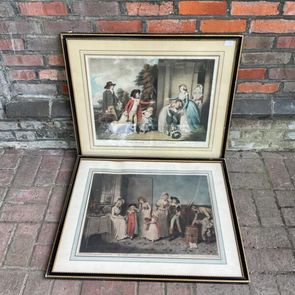 Antique pair of John Jones engravings depicting pastoral scenes.