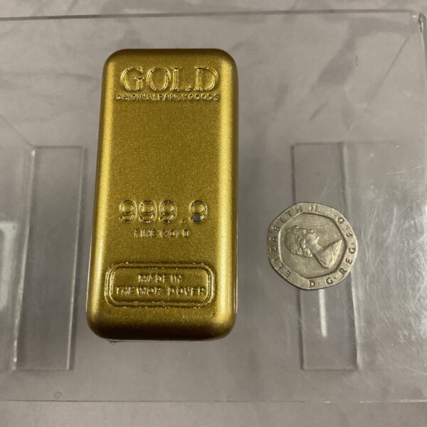 Replica Chinese gold ingot paperweight for desk or collection.