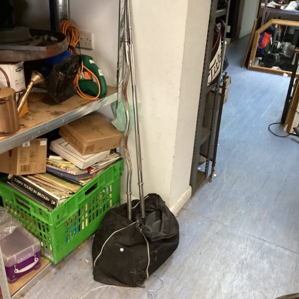 Used bell bar weight set with weights and carry bag.