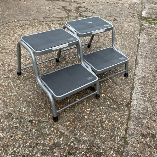 Pair of folding double caravan steps for caravan access.