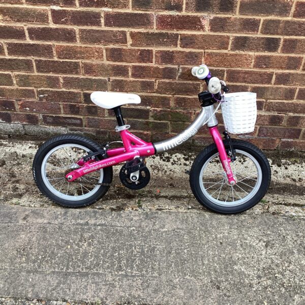 Pink childs bike with basket, Little Big vintage bicycle.