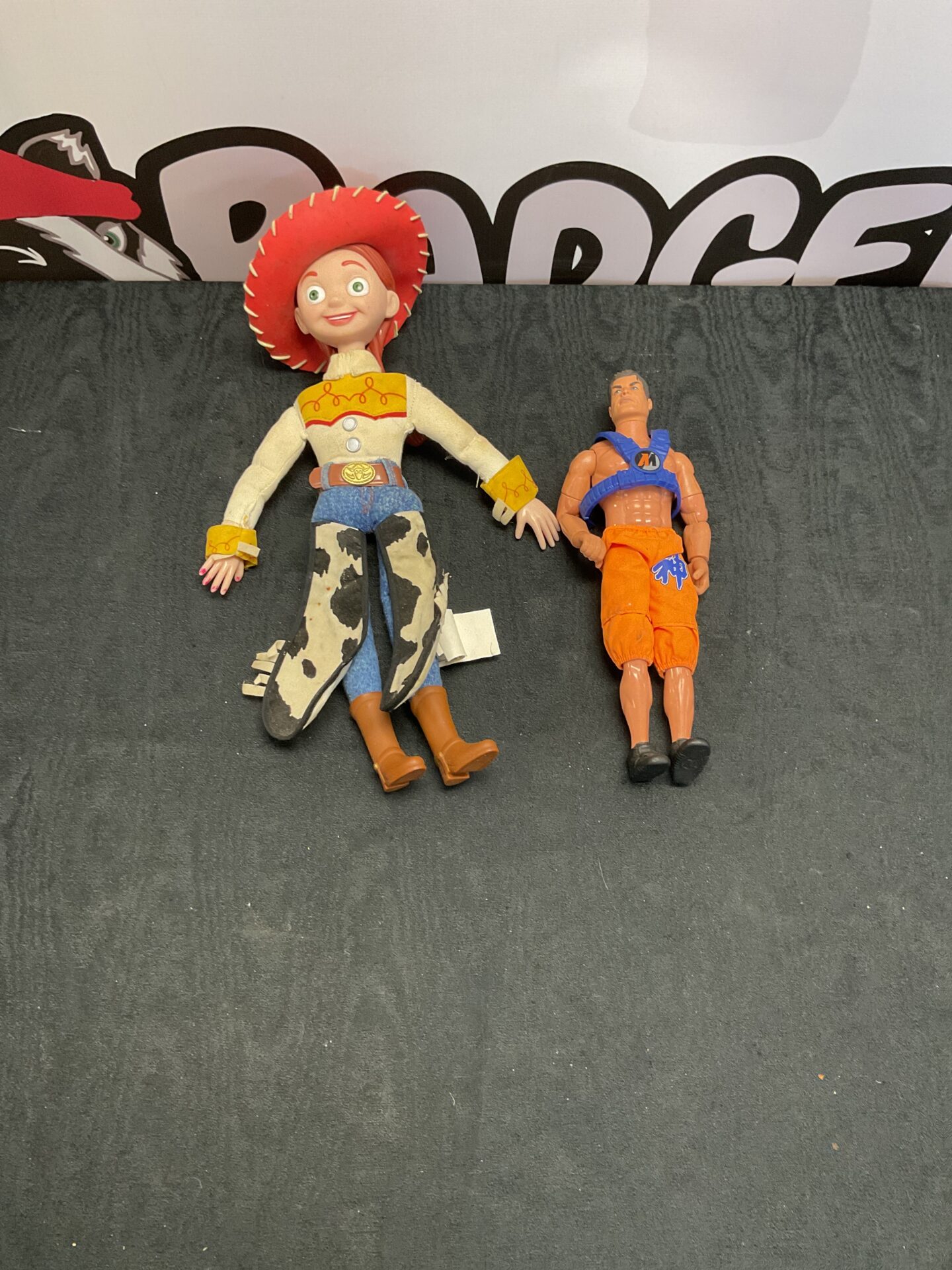 414 Hasbro 1996 action man figure and Toy Story Thinkway Toys Talking Jessie
