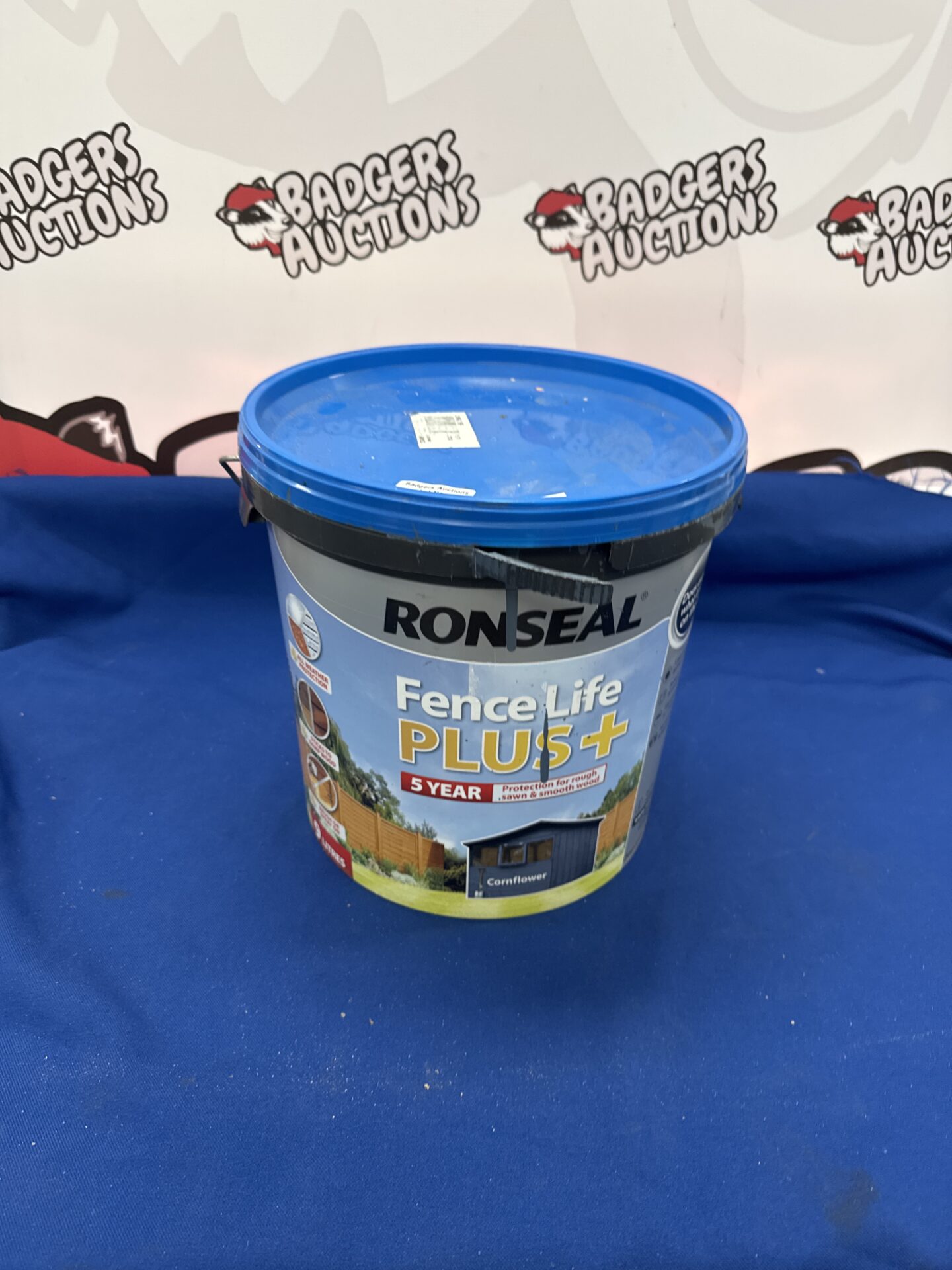 1013 Part used tub of cornflower ronseal fencelife plus (just under half full approx 4 litres)