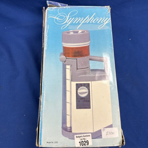 Vintage Symphony rechargeable lantern for camping or emergency use.