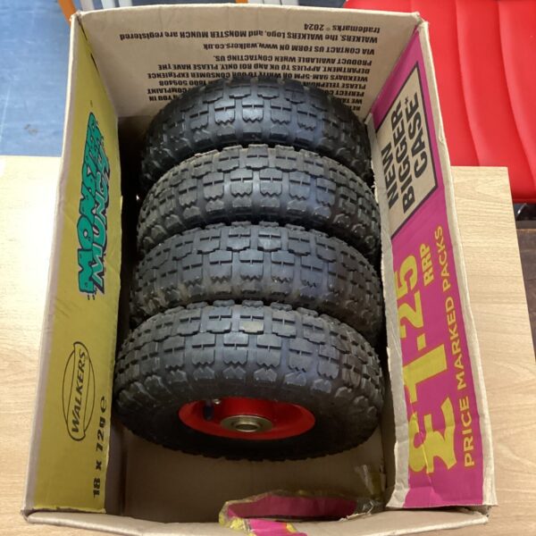 Black trolley wheels set for walkers and mobility aids.