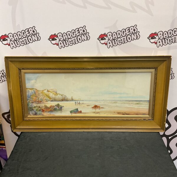 Vintage watercolour painting of Ansteys Cove, Torquay by Thomas Sidney.