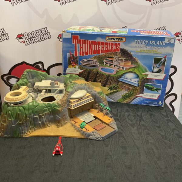 Vintage Matchbox Thunderbirds Tracy Island boxed playset.