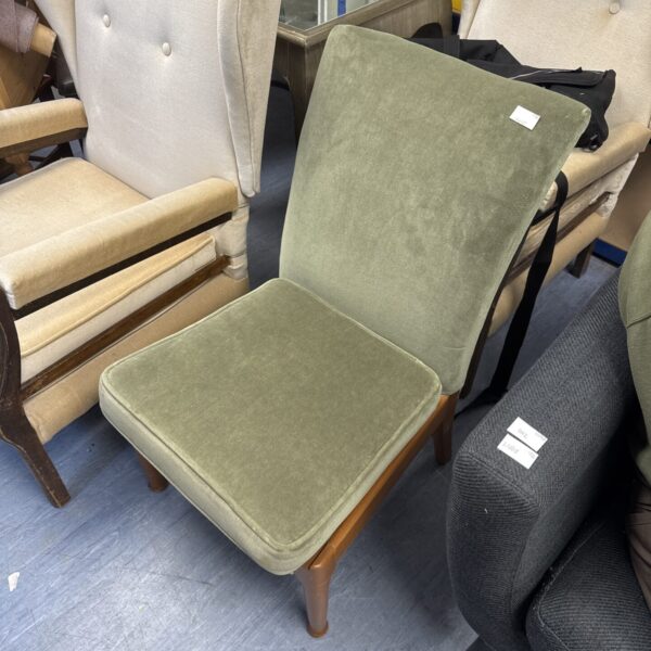 Vintage Parker Knoll hall chair with upholstered seat and plywood frame.