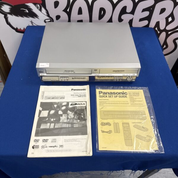 Front view of a Panasonic DVD/VCR combo player.