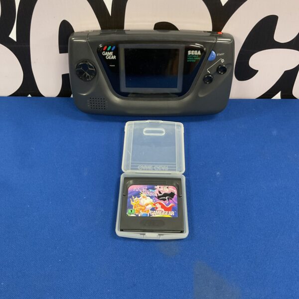 Sega Game Gear console with Ariel The Little Mermaid game cartridge.