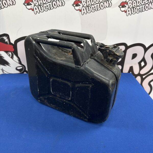Vintage 10L metal jerry can for fuel storage.