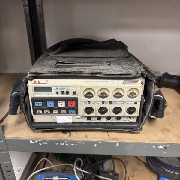 Vintage BTS Betacam SP BCB-35 portable videocassette recorder, side view.