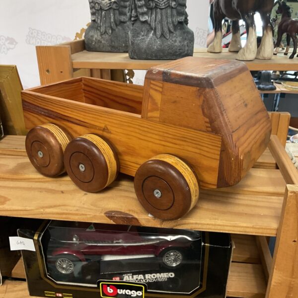 Handmade wooden toy truck by Richard Moulds, folk art vehicle.