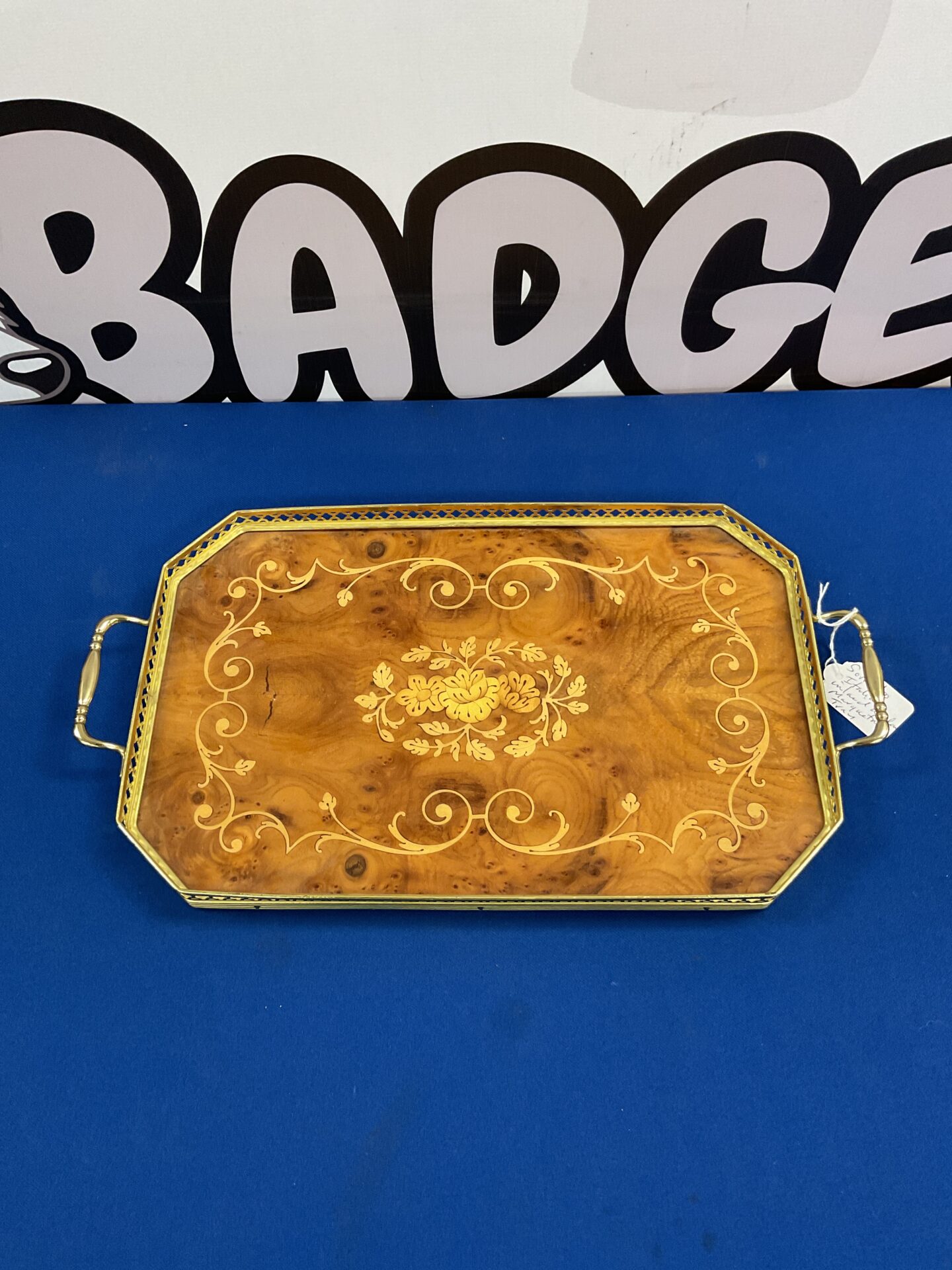 031 Sorrento Italian inlaid wood & brass marquetry tray