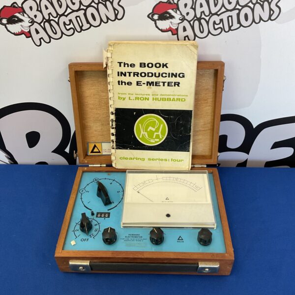 Front view of vintage Hubbard Electrometer American Mark V E-Meter.