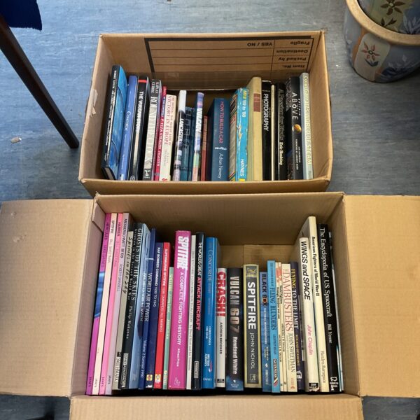 Large lot of vintage aviation and photography books for collectors.