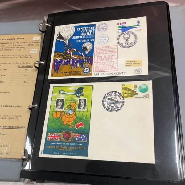 RAF first day covers album open showing early aviation covers.