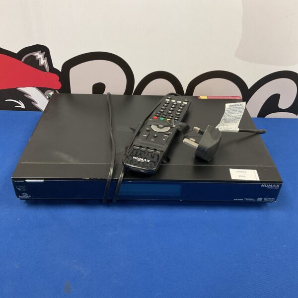 Black Humax Foxsat HDR receiver with remote control.