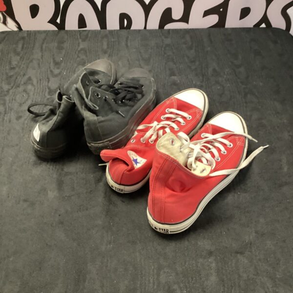 Black and red Converse All Star trainers size 10.
