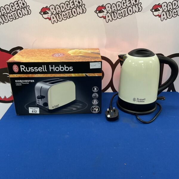 Russell Hobbs Dorchester toaster and kettle set in original box.