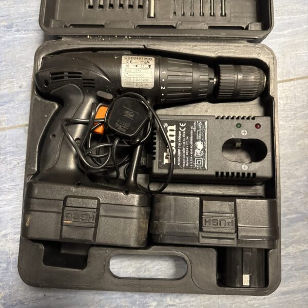 Ferm CDM240 cordless drill with charger, a portable power tool.
