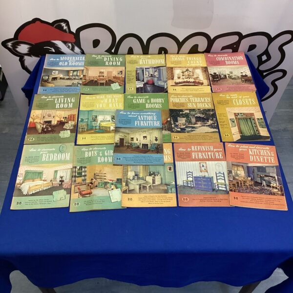 Lot of vintage home decorating books for collectors.