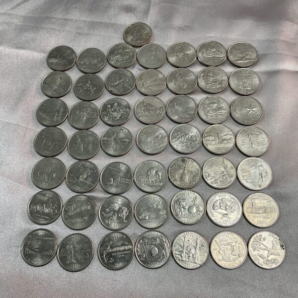 Complete set of US State Quarters, collectible coins.