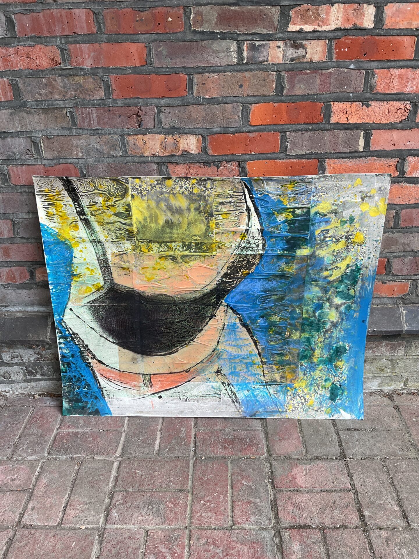 568 Large original gouache painting of a torso