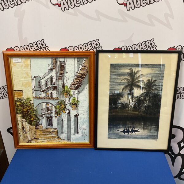 Signed Mediterranean street scene painting by Tiso and Bernard Dylan.
