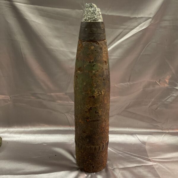Vintage inert artillery shell from North Wales, a WW2 practice relic.