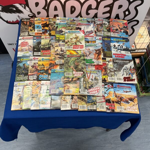 Vintage Commando Comics collection, British war comic books.
