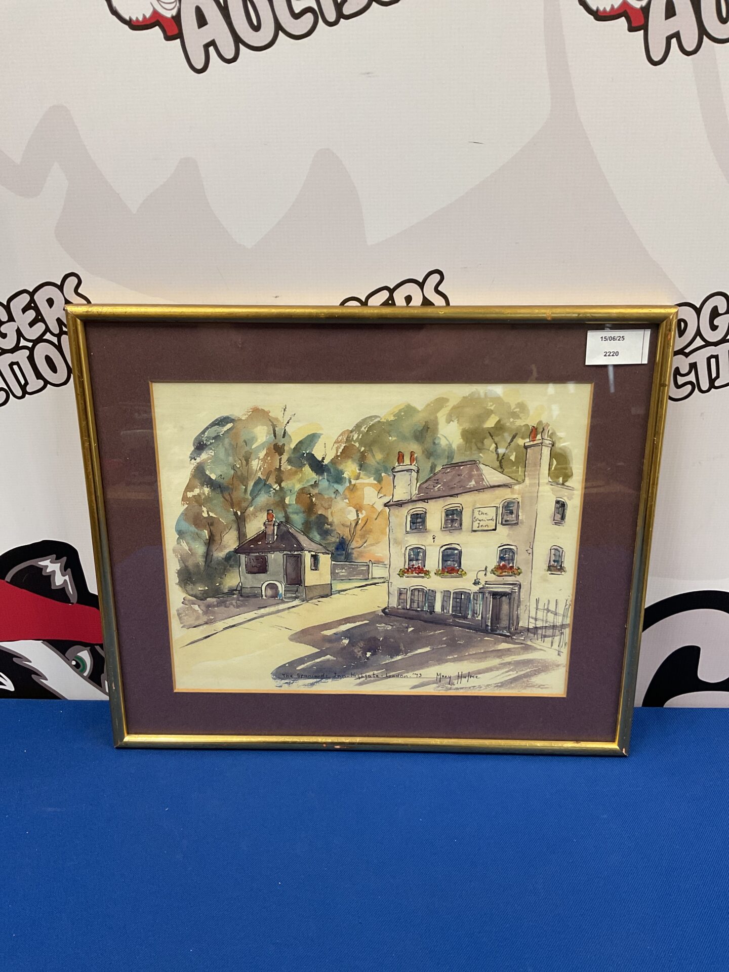 573 Mary hulme watercolour of the spaniards inn highgate london 1973