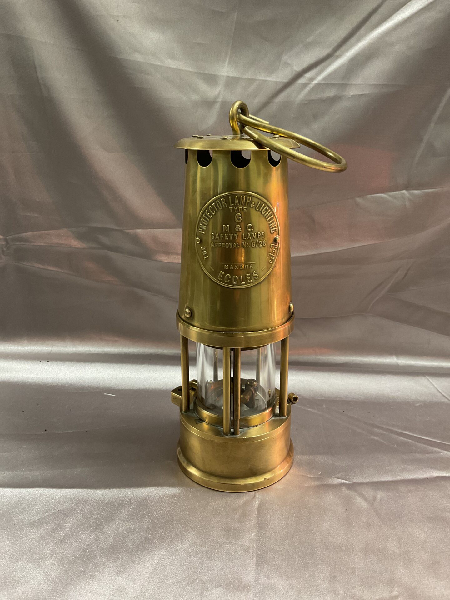 791 M & Q Miners brass safety lamp eccles fully working